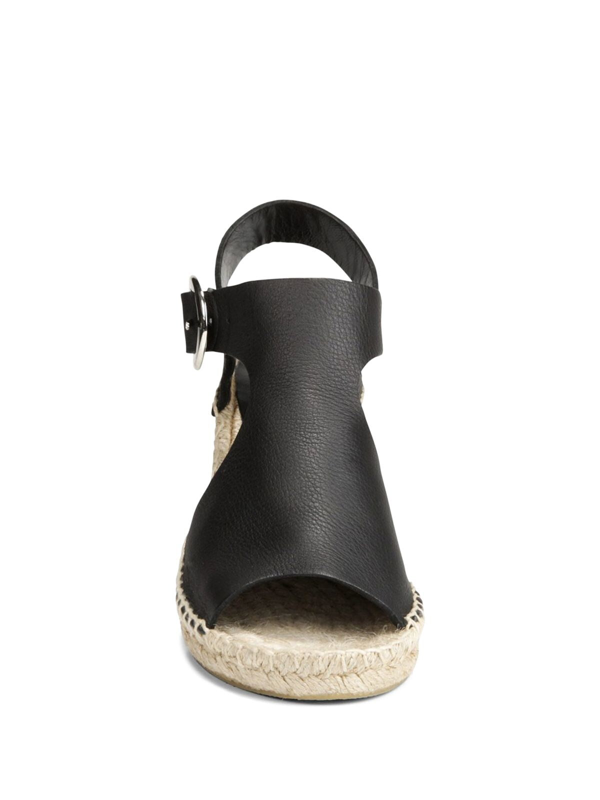 VIA SPIGA Womens Black Cutouts Adjustable Strap Nolan Wedge Buckle Leather Dress Espadrille Shoes M