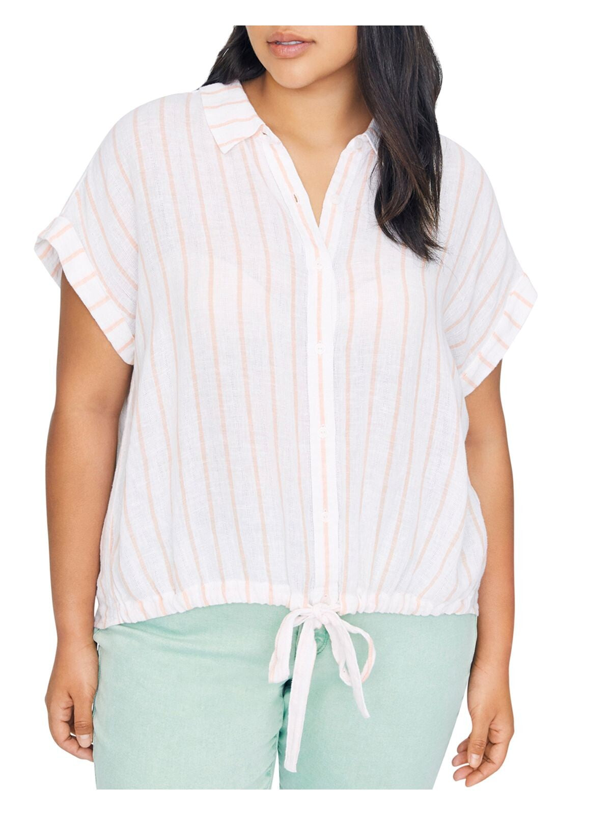SANCTUARY Womens Short Sleeve Collared Button Up Top