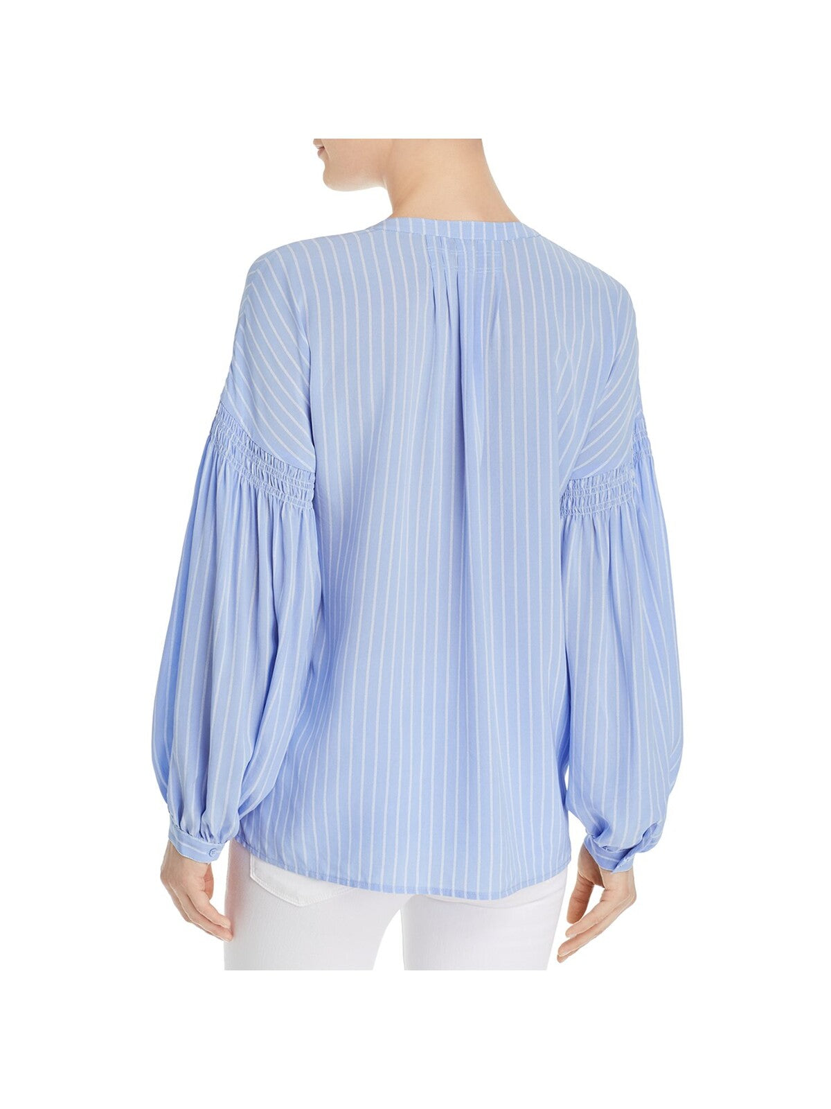 JOIE Womens Light Blue Striped Long Sleeve V Neck Top M