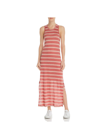 JOIE Womens Pink Slitted Striped Sleeveless Jewel Neck Maxi Sheath Dress M