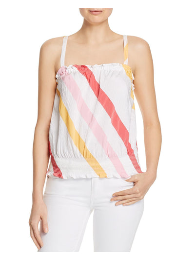 RAMY BROOK Womens White Striped Spaghetti Strap Square Neck Top Size: XXS