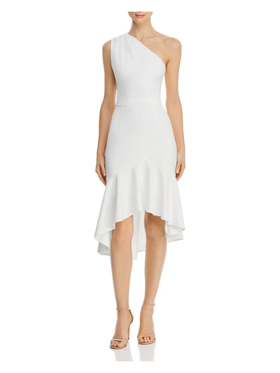 AQUA DRESSES Womens Ivory Zippered Sleeveless Above The Knee Evening Hi-Lo Dress 4