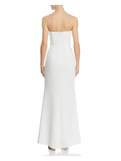 AQUA DRESSES Womens Ivory Slitted Sweetheart Neckline Full-Length Formal Sheath Dress 6