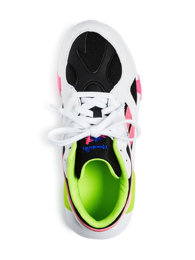 REEBOK Womens White 1-1/2" Platform Comfort Logo Aztrek Round Toe Wedge Lace-Up Athletic Sneakers Shoes 4 M