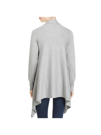 VILA MILANO Womens Gray Knit Ribbed Draped Front Heather Long Sleeve Open Front Sweater M