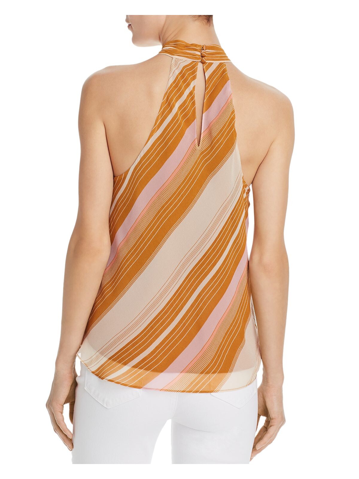 JOIE Womens Brown Sheer Striped Sleeveless Halter Top XXS