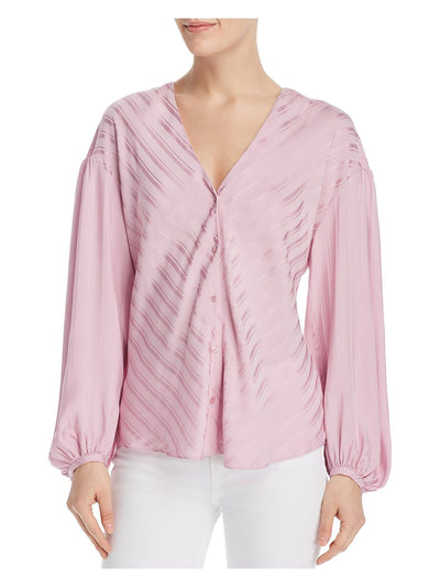 JOIE Womens Pink Striped Long Sleeve V Neck Blouse Evening Top Size: S