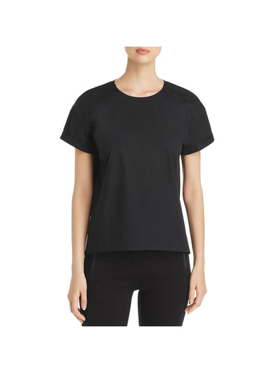 EILEEN FISHER Womens Black Stretch Short Sleeve Round Neck Wear To Work Top XL