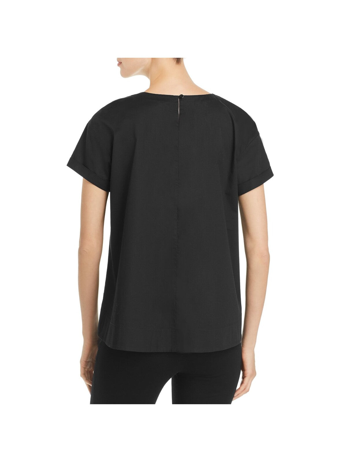 EILEEN FISHER Womens Black Stretch Short Sleeve Round Neck Wear To Work Top XL