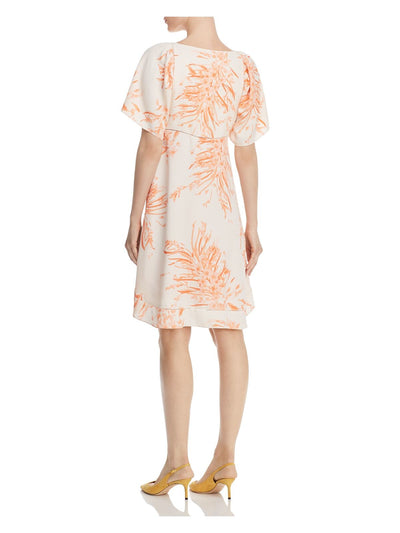 JOIE Womens Orange Printed Short Sleeve V Neck Knee Length Hi-Lo Dress Size: 6
