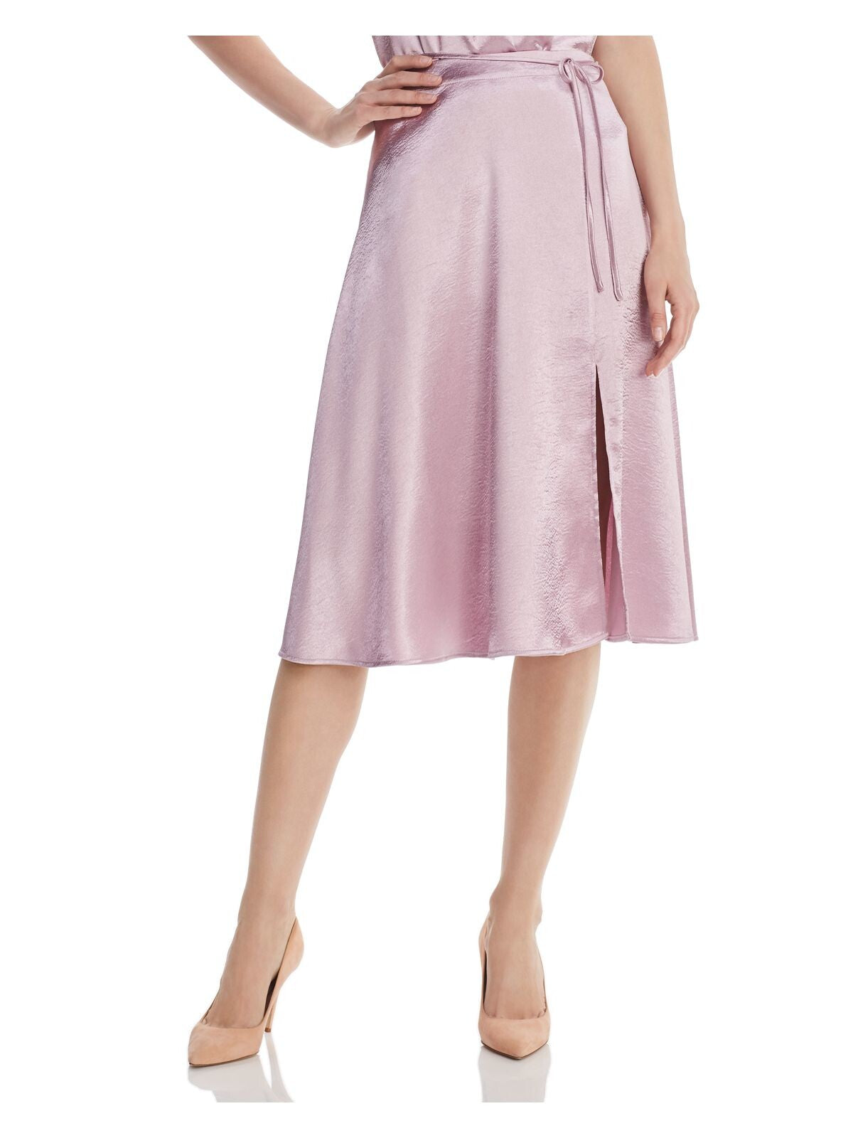 JOIE Womens Purple Belted Midi Pleated Skirt 00