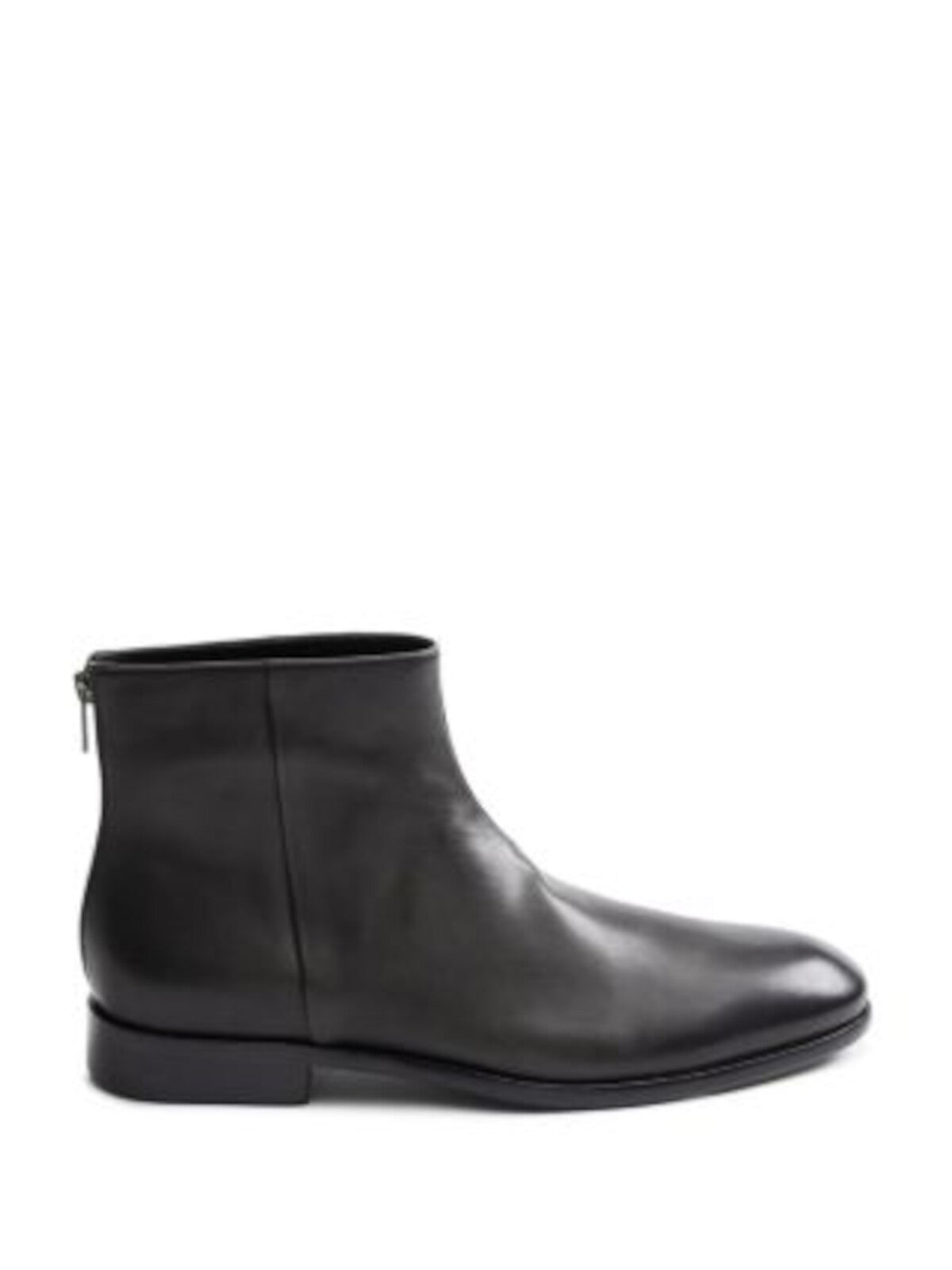 JOHN VARVATOS Mens Black Comfort Nyc Round Toe Block Heel Zip-Up Leather Boots Shoes 10.5 M