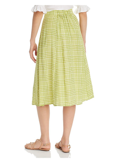 FAITHFULL THE BRAND Womens Green Slitted Plaid Midi A-Line Skirt XS