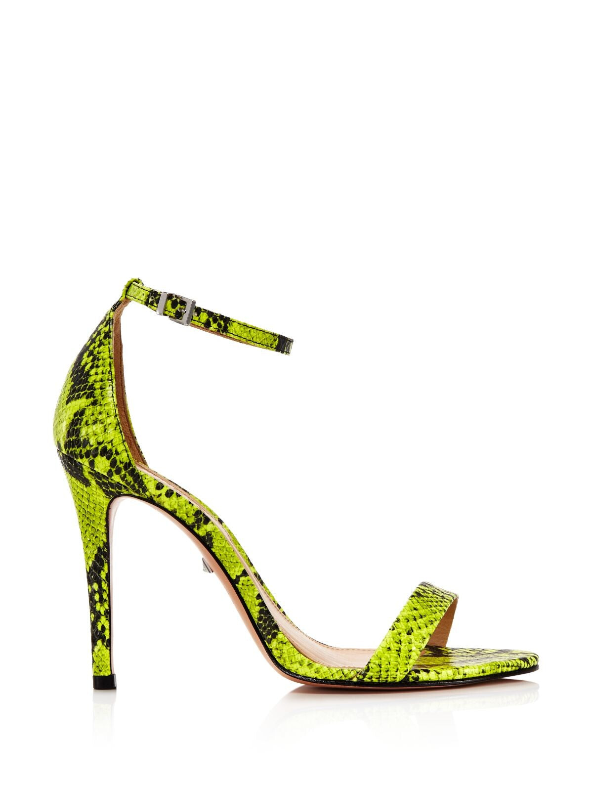 SCHUTZ Womens Yellow Snake Adjustable Strap Cushioned Cadey Lee Open Toe Stiletto Buckle Leather Dress Slingback Sandal 8.5 B