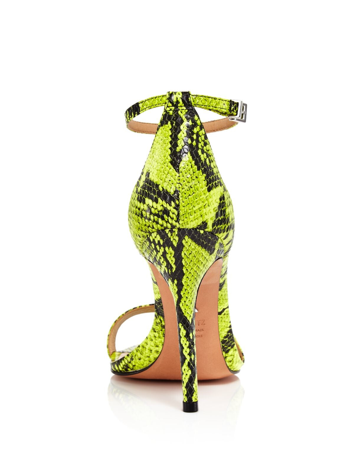 SCHUTZ Womens Green Snake Adjustable Strap Cushioned Cadey Lee Open Toe Stiletto Buckle Leather Dress Slingback Sandal 9.5