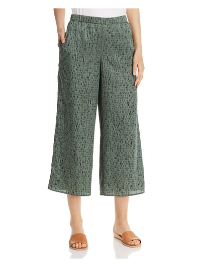 EILEEN FISHER Womens Green Pocketed Printed Wide Leg Pants L