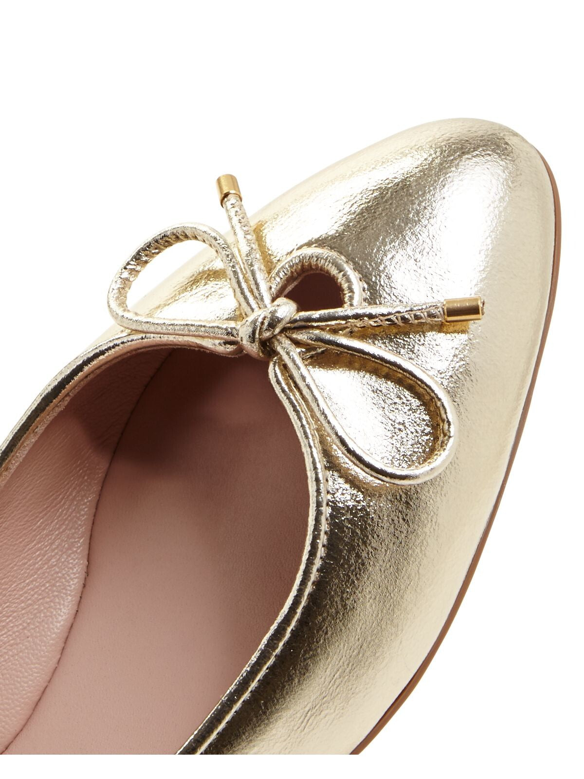 STUART WEITZMAN Womens Gold Metallic Bow Accent Gabby Almond Toe Slip On Leather Dress Ballet Flats M