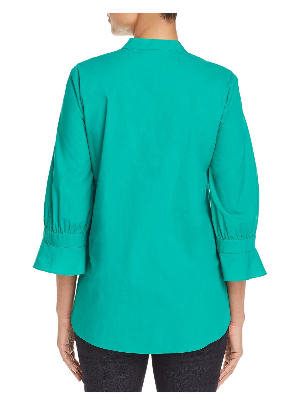 LE GALI Womens Green Floral 3/4 Sleeve Mandarin Collar Blouse XS