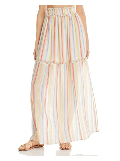 Suboo Womens Yellow Striped Full-Length Pleated Skirt 0