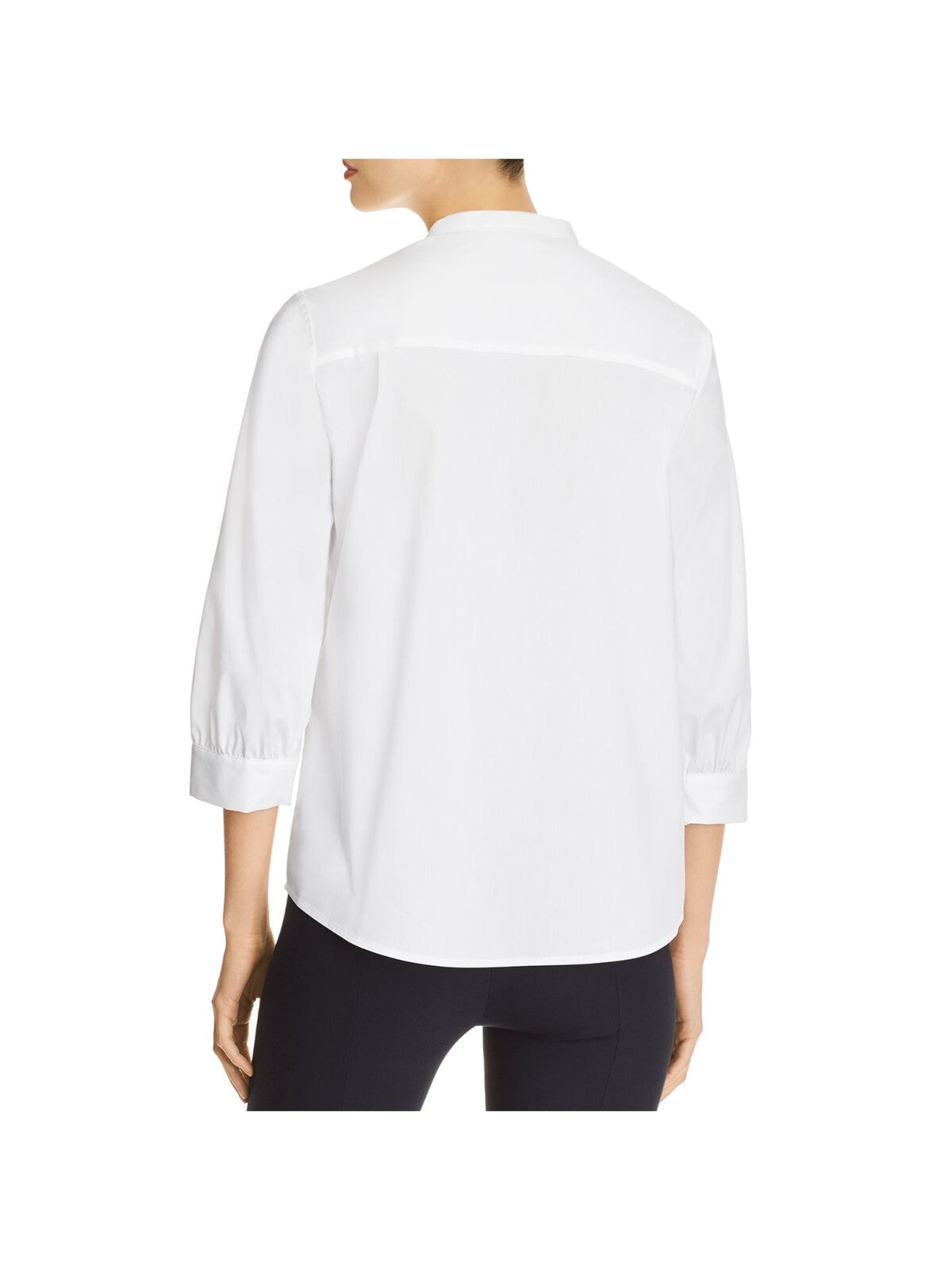 DONNA KARAN Womens 3/4 Sleeve Trimmed-placket Henley Bib Neck Wear To Work Top