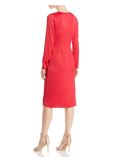 Jaygodfrey Womens Red Long Sleeve V Neck Above The Knee Evening Dress 6