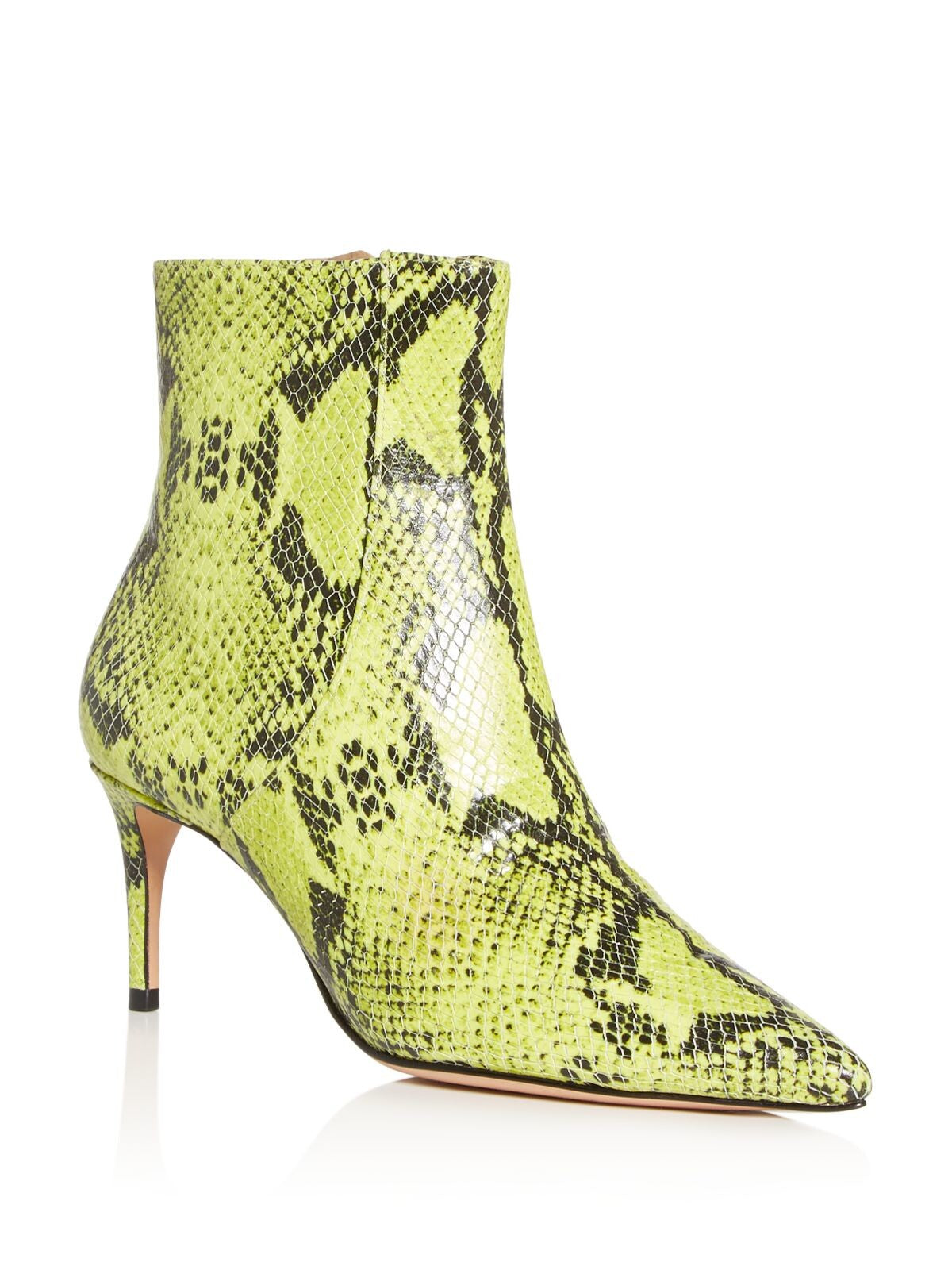 SCHUTZ Womens Green Snake Print Padded Bette Pointed Toe Kitten Heel Zip-Up Leather Booties 7 B