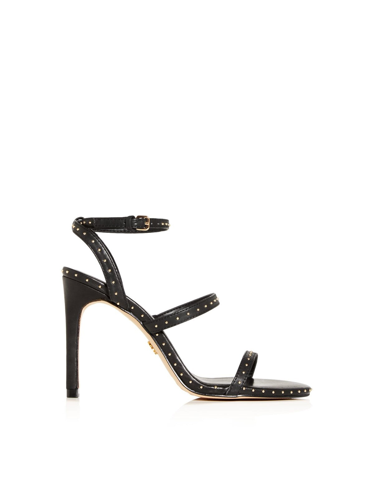 KURT GEIGER Womens Black Ankle Strap Studded Portia Round Toe Stiletto Buckle Leather Dress Sandals Shoes 36.5