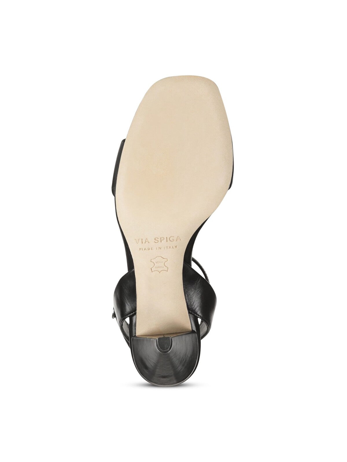 VIA SPIGA Womens Black Adjustable Strap Cushioned Ria Square Toe Cone Heel Buckle Leather Dress Slingback Sandal M
