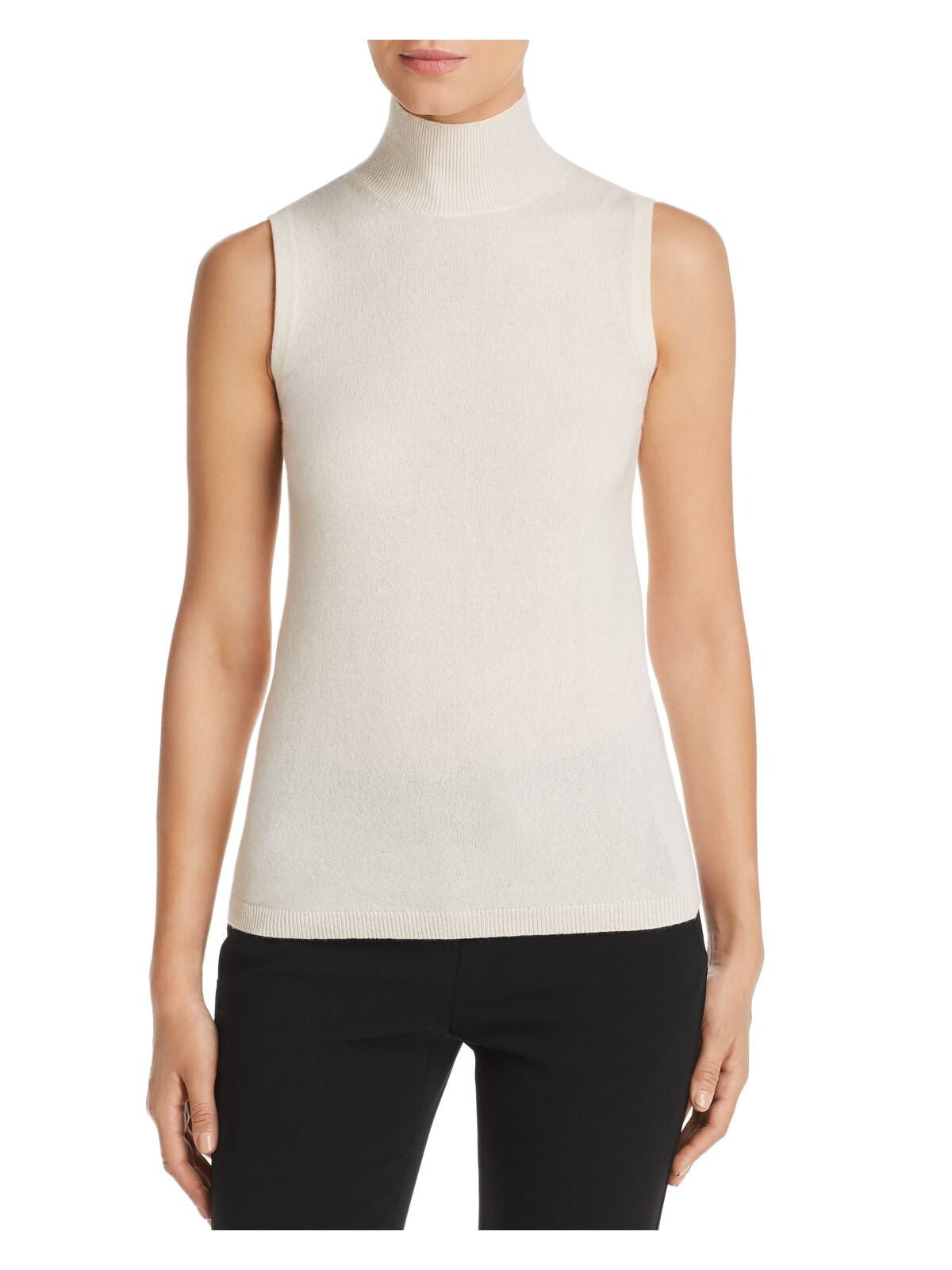 Designer Brand Womens Ivory Zippered Sleeveless Mock Neck Sweater XL