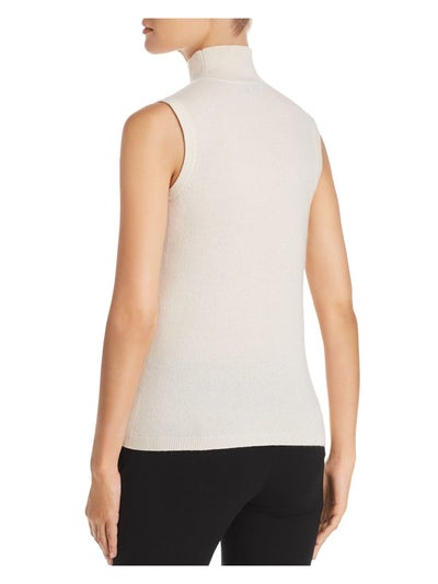 Designer Brand Womens Ivory Zippered Sleeveless Mock Neck Sweater XL