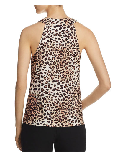 LE GALI Womens Beige Animal Print Sleeveless V Neck Tank Top XS