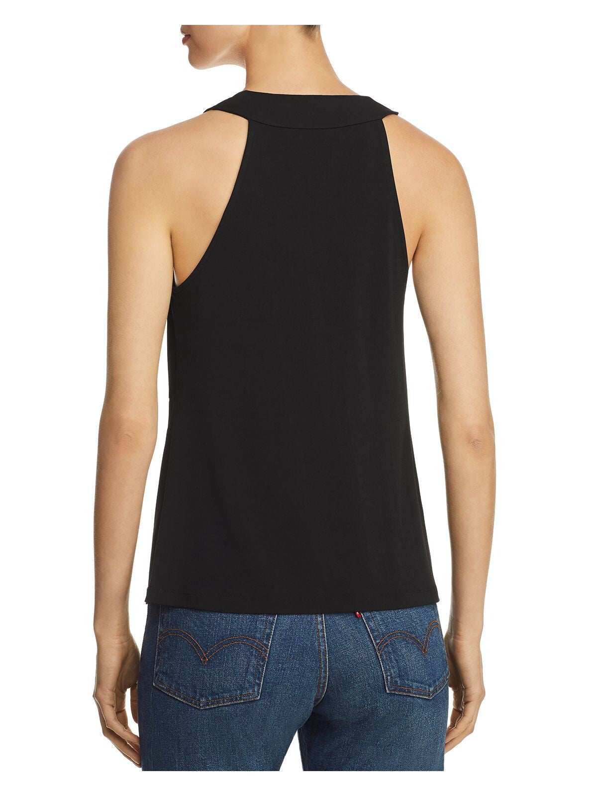 LE GALI Womens Black Pleated Heather Sleeveless V Neck Tank Top Size: S