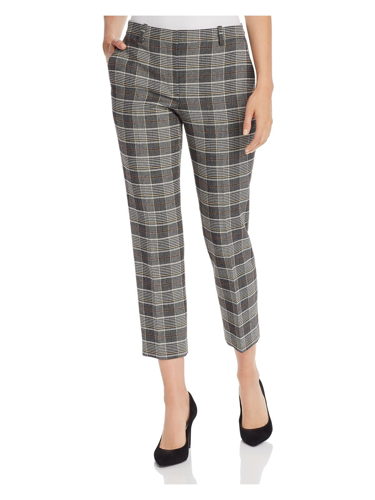 THEORY Womens Black Zippered Plaid Wear To Work Cropped Pants 12