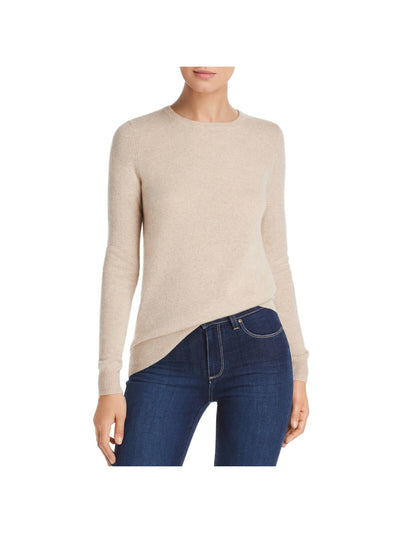 C Womens Beige Ribbed Long Sleeve Crew Neck Sweater L
