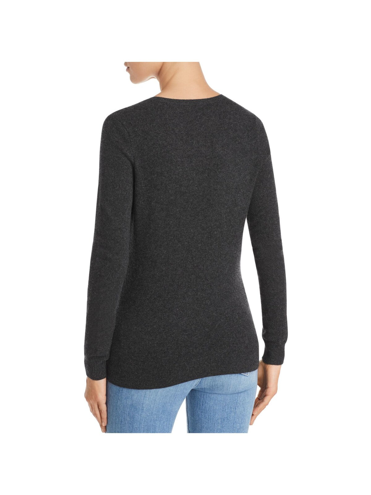 C Womens Gray Cashmere Long Sleeve V Neck Wear To Work Top S