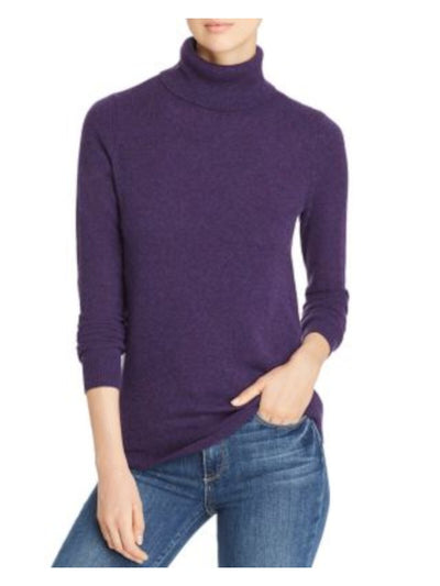 Designer Brand Womens Purple Cashmere Long Sleeve Turtle Neck Sweater S