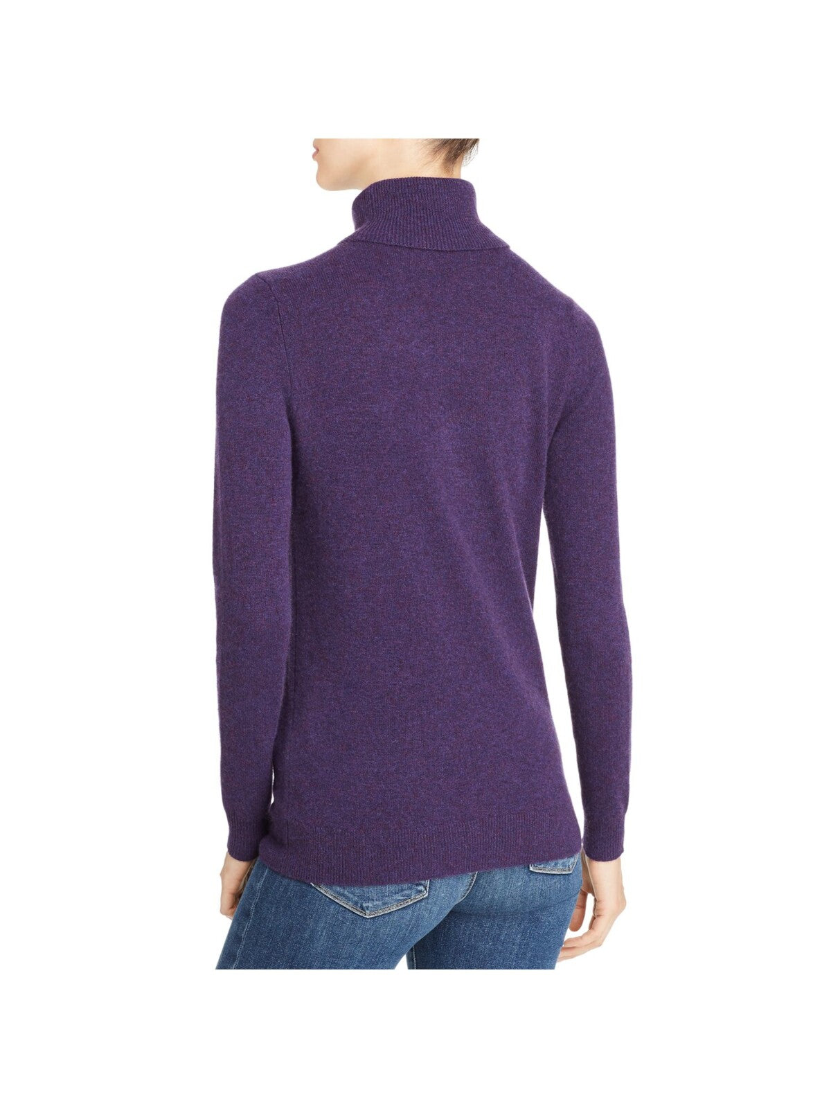 C Womens Purple Cashmere Long Sleeve Turtle Neck Wear To Work Sweater S