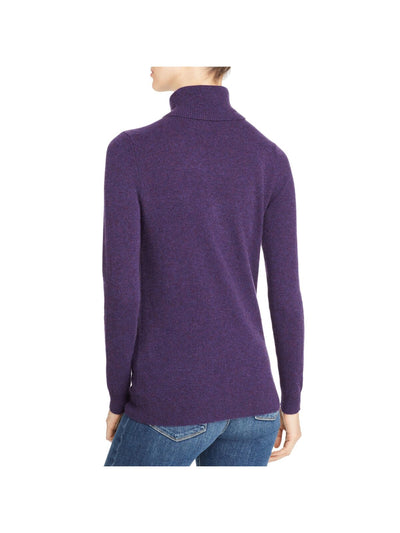 Designer Brand Womens Purple Cashmere Long Sleeve Turtle Neck Wear To Work Sweater XS