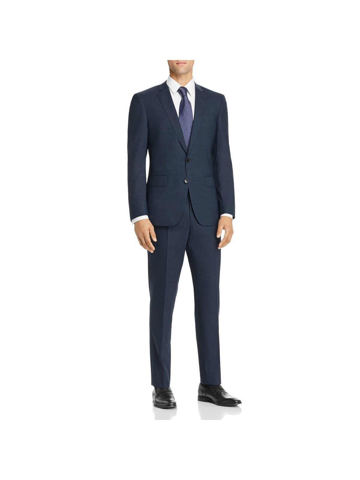 HUGO Mens Boss Red Label Blue Patterned Notched Collar Straight leg Pants Suit Suit Set 40S 34 WAIST