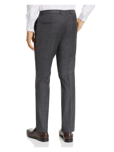 HUGO BOSS Mens Hesten Glen Gray Flat Front, Plaid Extra Slim Fit Wool Blend Suit Separate 38R