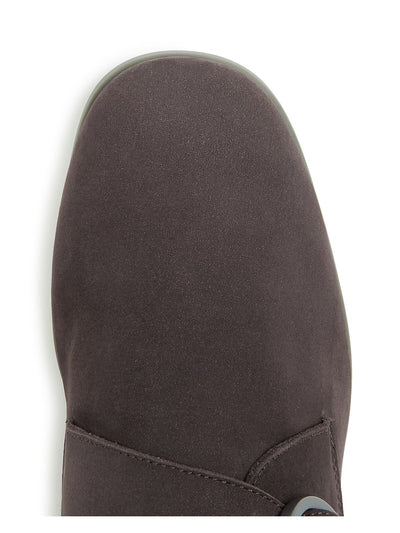 APRICOT Womens Gray Comfort Twibee Round Toe Block Heel Buckle Leather Shootie
