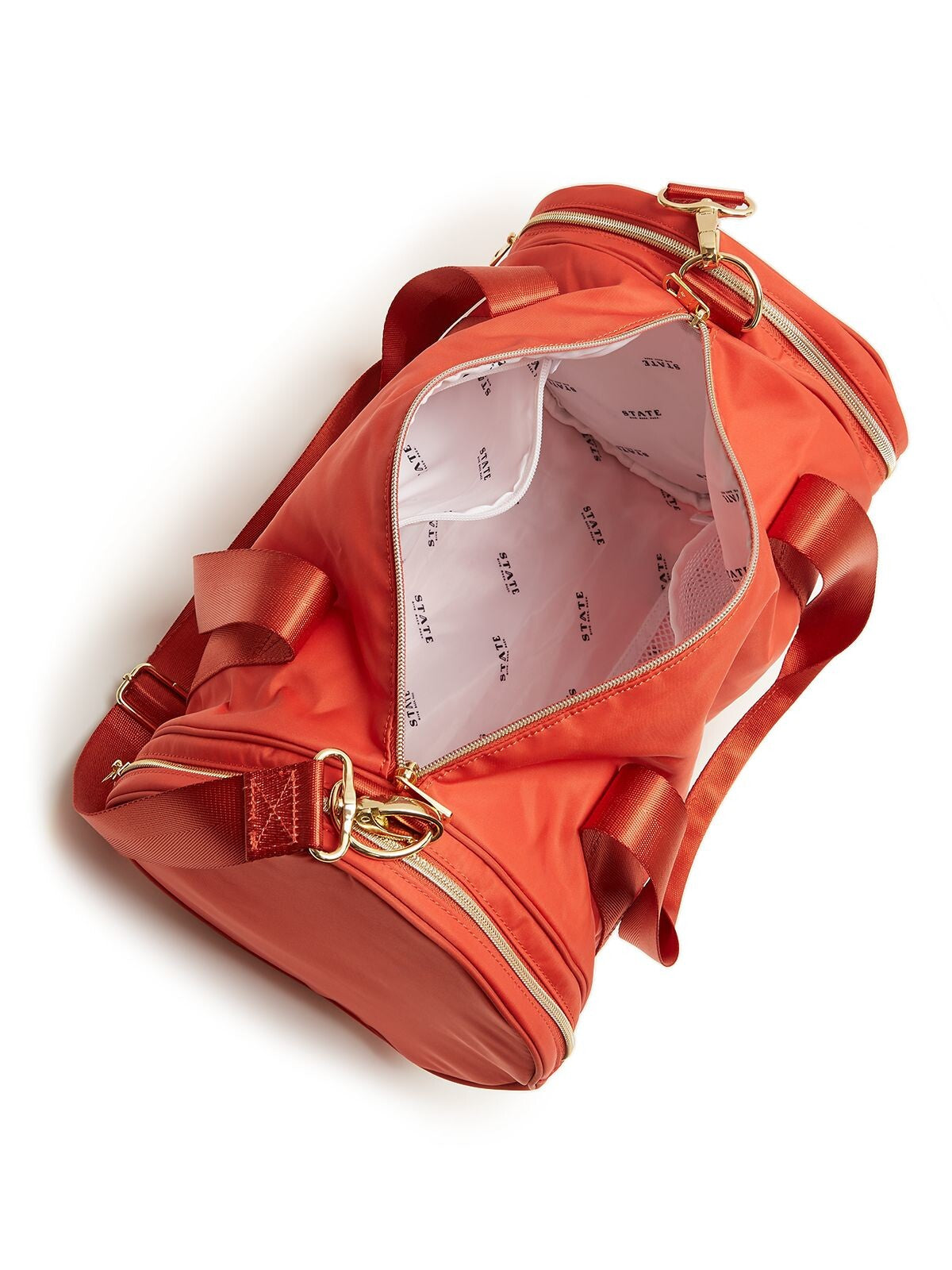 STATE BAGS Women's Orange Nylon Adjustable Strap Duffle & Weekend Bag