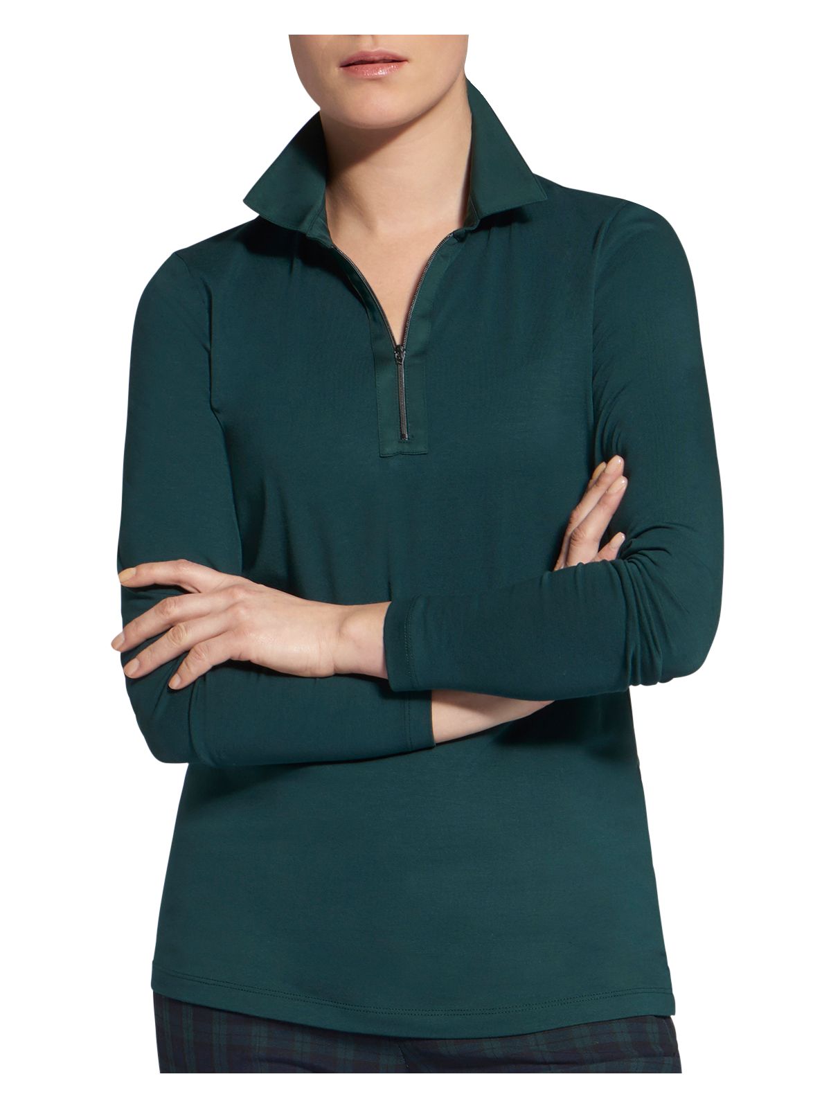 BASLER Womens Green Long Sleeve Collared Polo Top 12