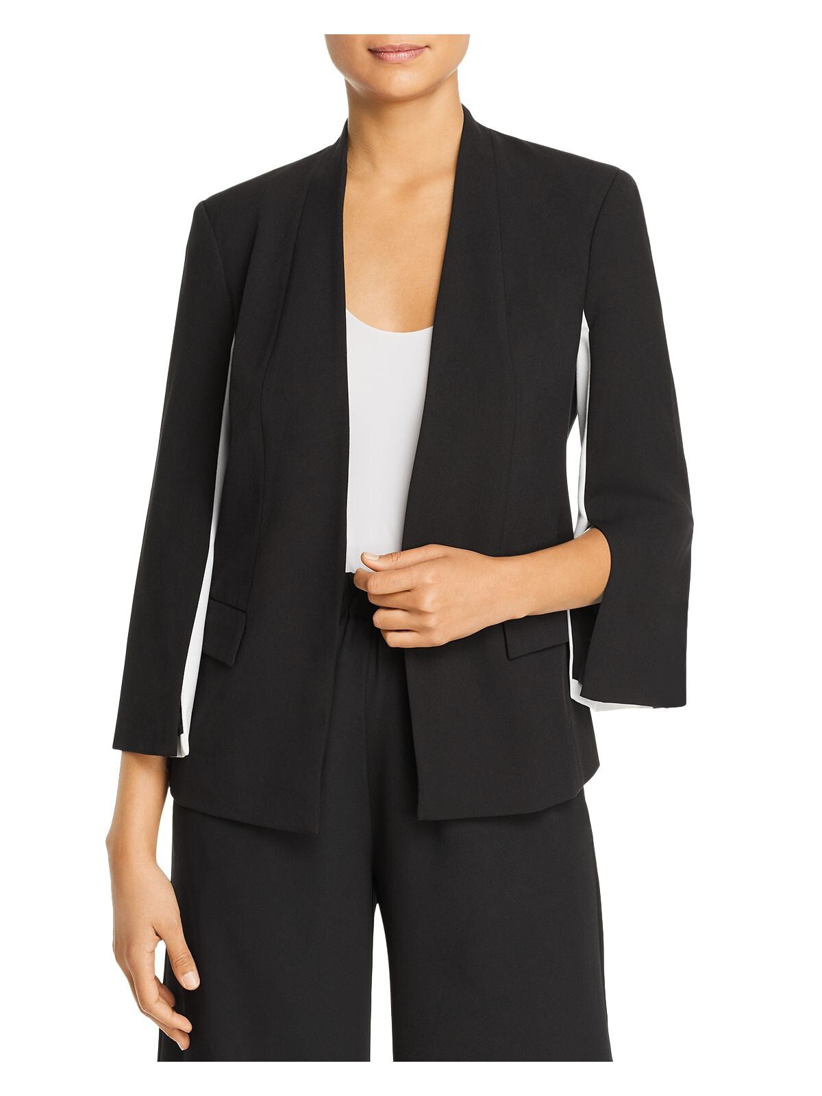 LE GALI Womens Black Pocketed Slitted Striped Wear To Work Blazer Jacket XS