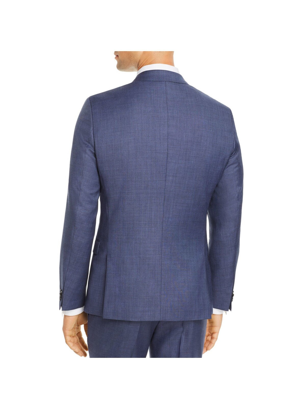 HUGO BOSS Mens Sharkskin Blue Single Breasted, Patterned Extra Slim Fit Wool Blend Blazer 46R