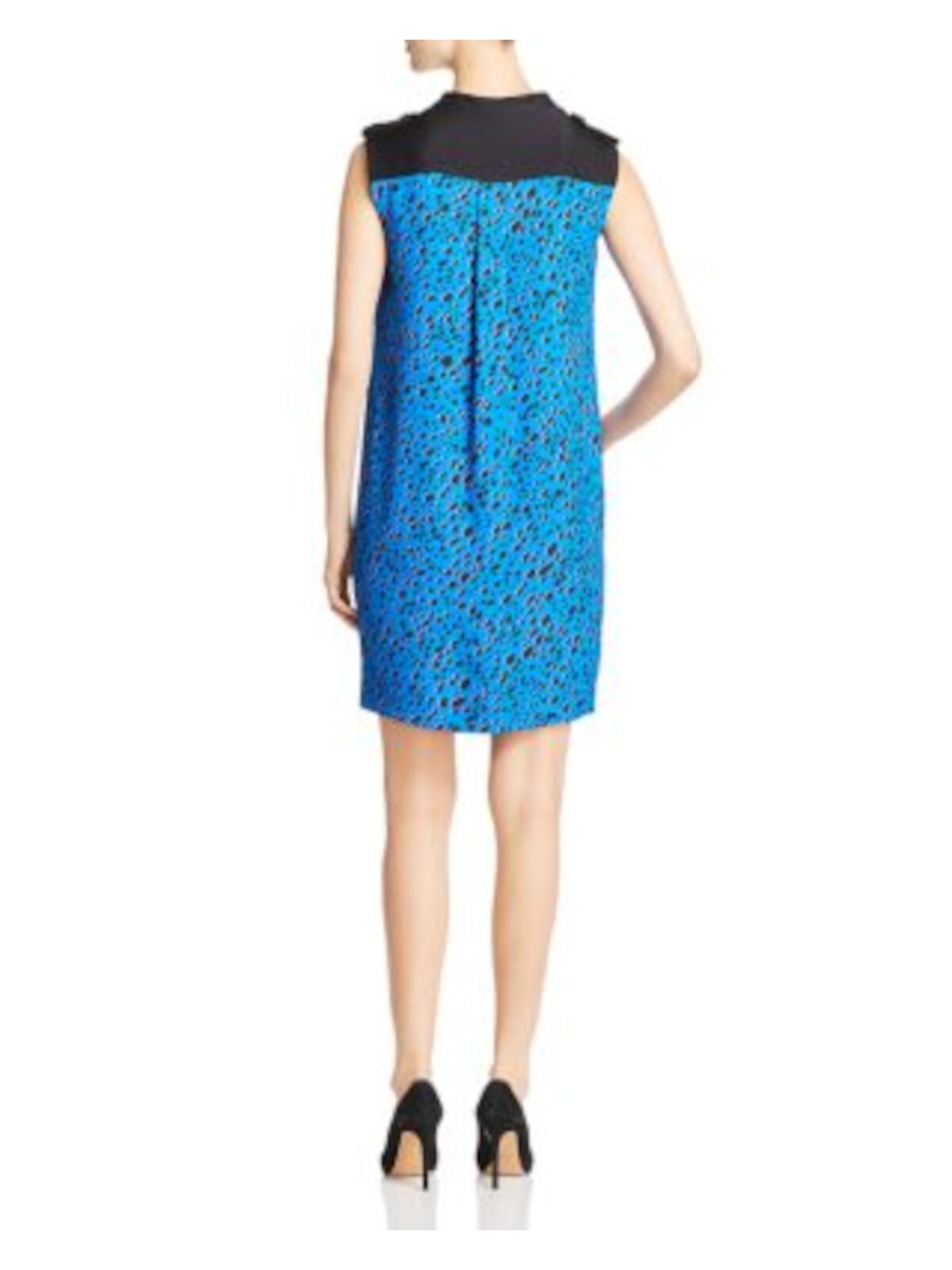 ESCADA Womens Blue Printed Sleeveless V Neck Above The Knee Wear To Work Sheath Dress 34