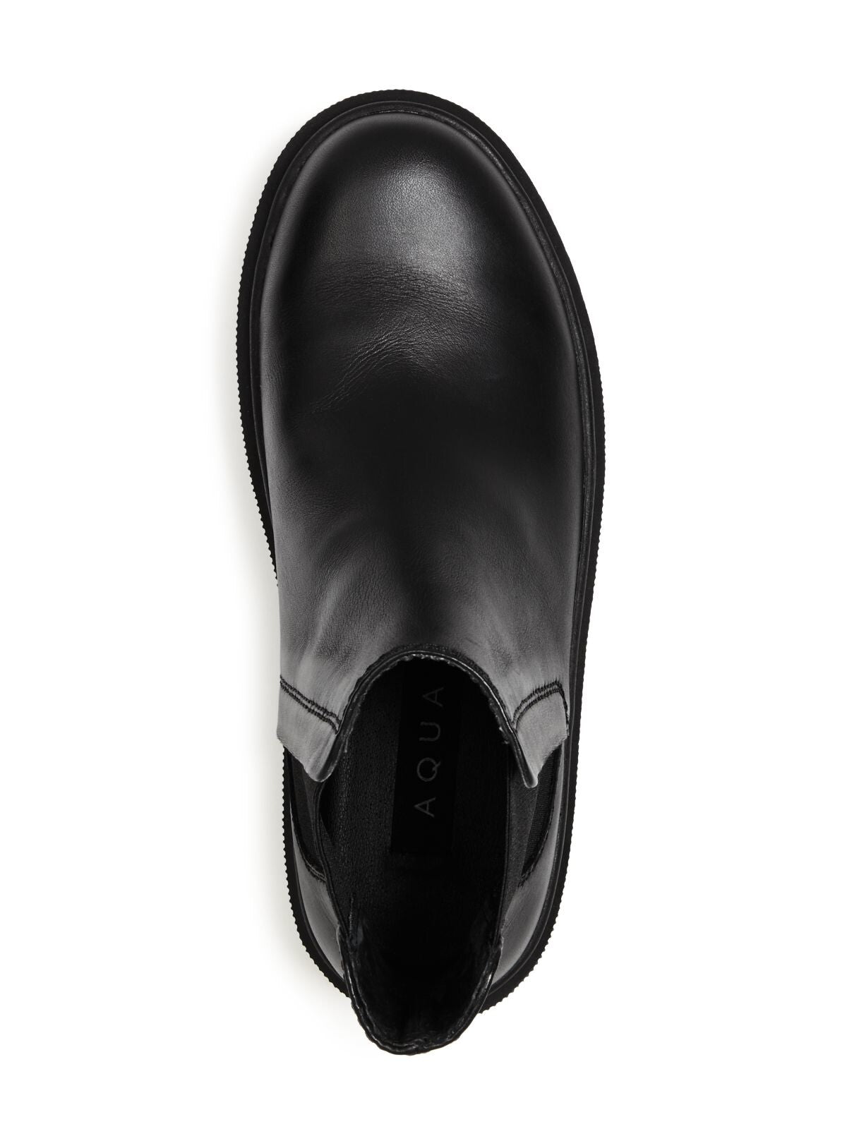 AQUA Womens Black Padded Lug Sole Goring Loren Round Toe Platform Leather Boots Shoes M