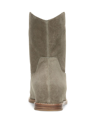 VINCE. Womens Flint Beige Hidden Heel Padded Sinclair Almond Toe Wedge Leather Boots Shoes 7.5 M