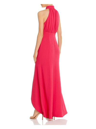 C/MEO COLLECTIVE Womens Pink Pleated Sleeveless Halter Full-Length Evening Hi-Lo Dress 4