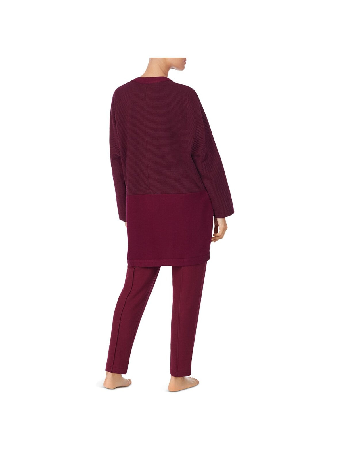 DONNA KARAN Intimates Burgundy Cardigan Sleep Shirt Pajama Top L\XL